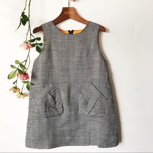 Girls Houndstooth linen Pinafore dress sleeveless